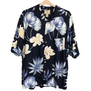 Jamaica Jaxx silk Hawaiian / camp shirt with tropical floral print Size Large